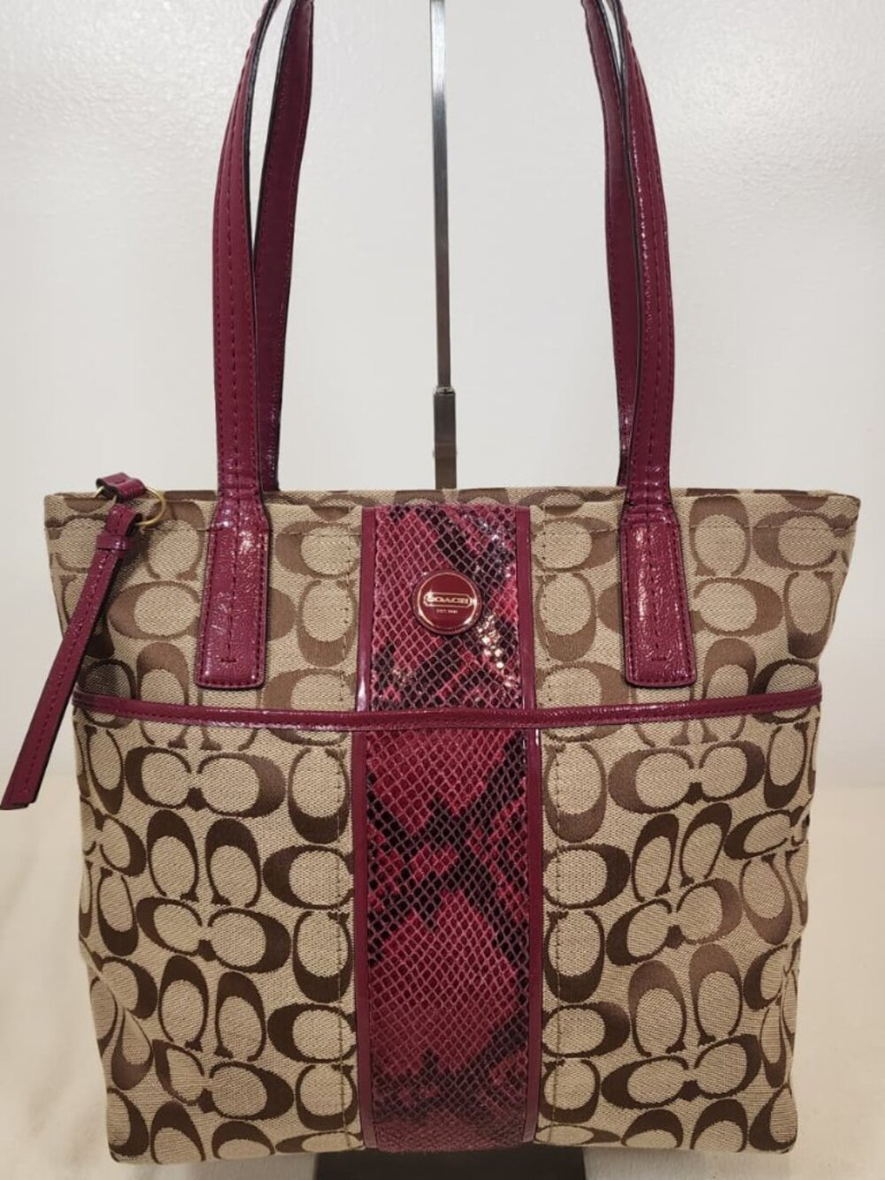 Coach Signature Python Stripe Tote Bag